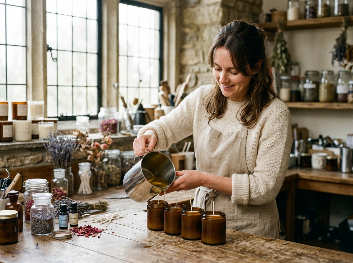 Artisan Pouring Molten Soy Wax